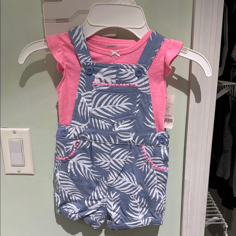 Carter's Pink and Blue Tropical Print Top